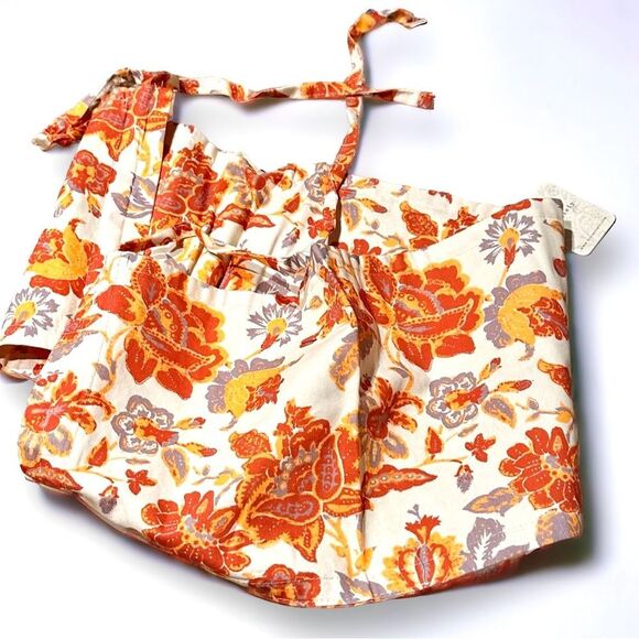 Free People Small convertable bandeau orange & white floral new with tags - Picture 3 of 14
